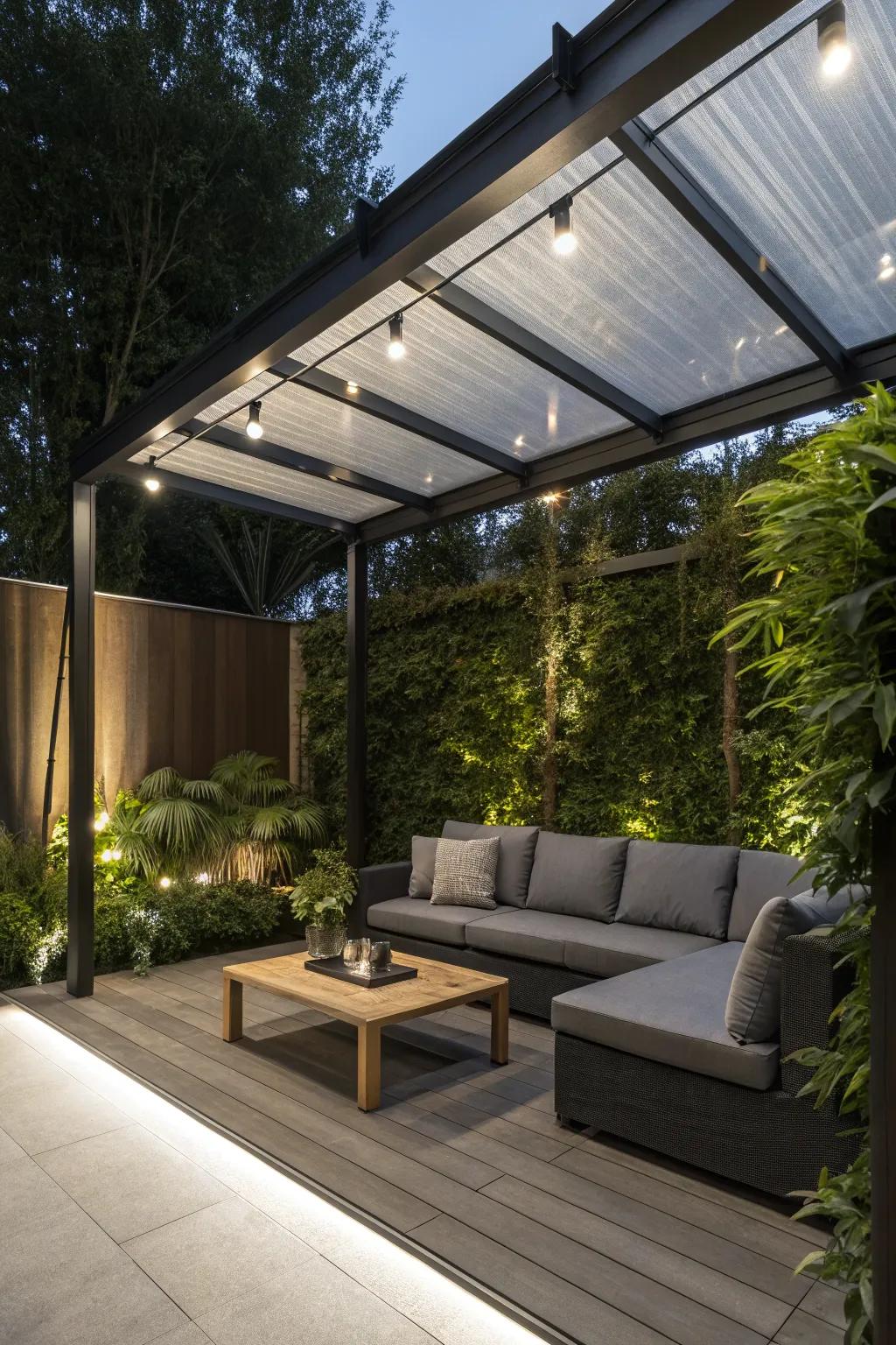 Ultimate relaxation: Create a cozy retreat under a sleek waterproof pergola.
