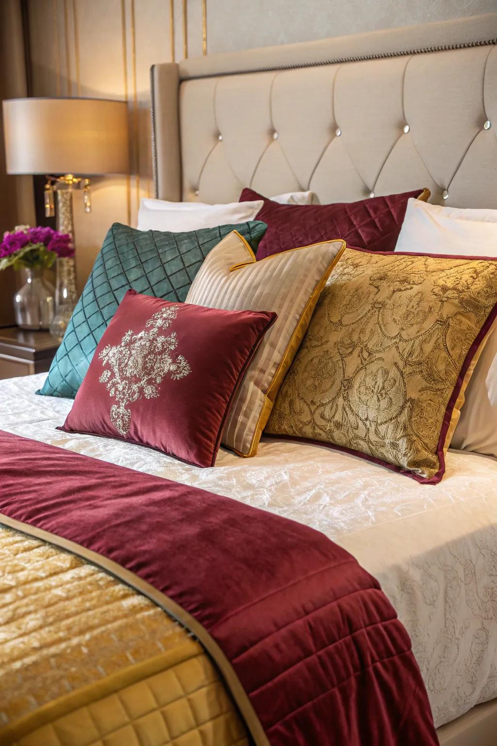 Luxurious bedding adds comfort and style.