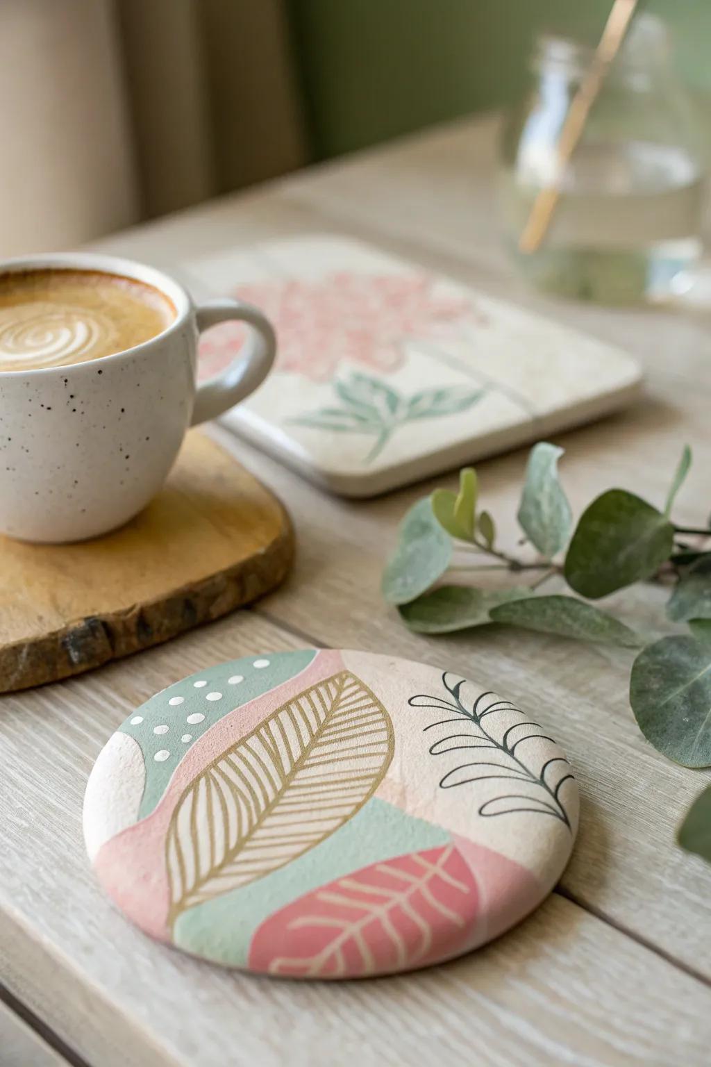Elevate your coffee break with these artful abstract rock coasters.