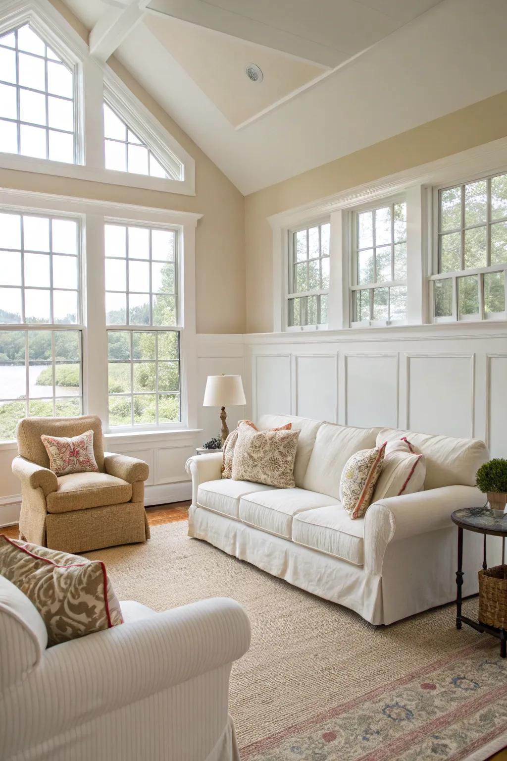 An airy haven combining chic and understated elements.