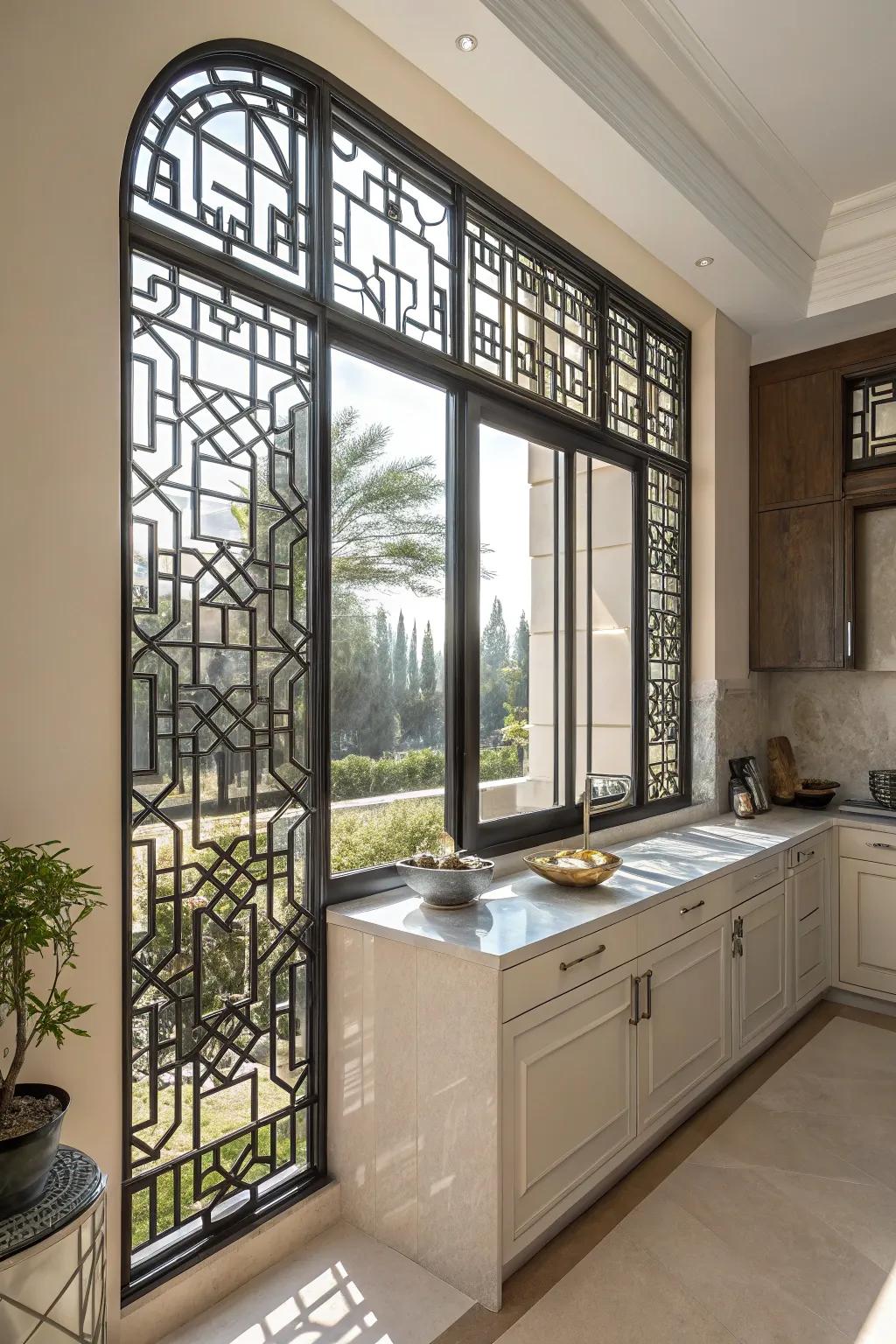 Elevate your kitchen style with striking window frame architecture.