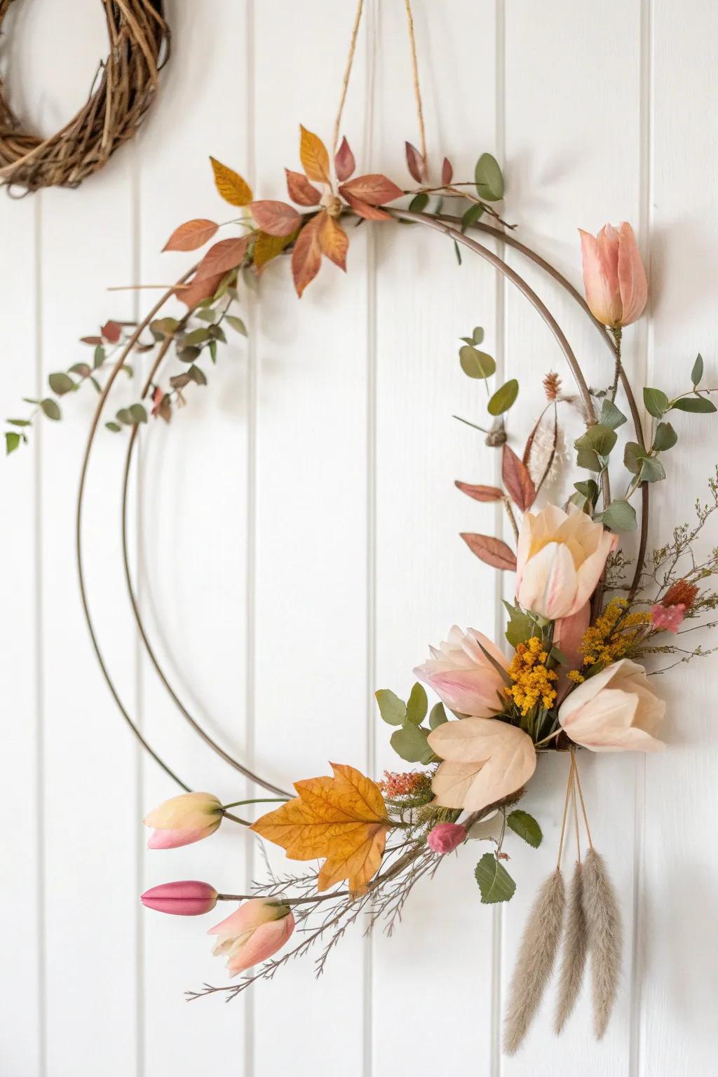Embrace the seasons with effortless elegance: a wreath that transforms with nature's touch.