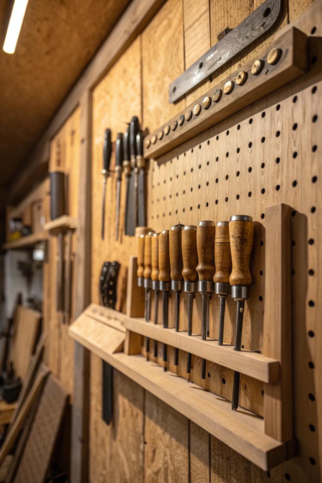 Transform your workshop with a versatile pegboard system for ultimate tool organization.
