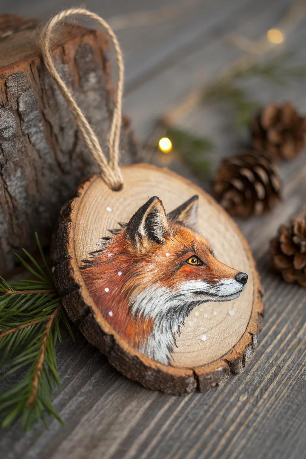 Bring the forest home with this charming hand-painted fox ornament, a perfect touch for your woodland-inspired decor.