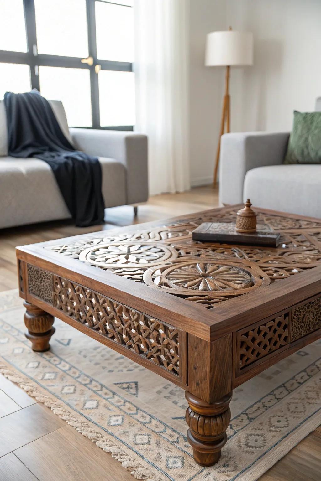 Elevate your space with bespoke craftsmanship: A stunning wooden coffee table designed with passion and precision.