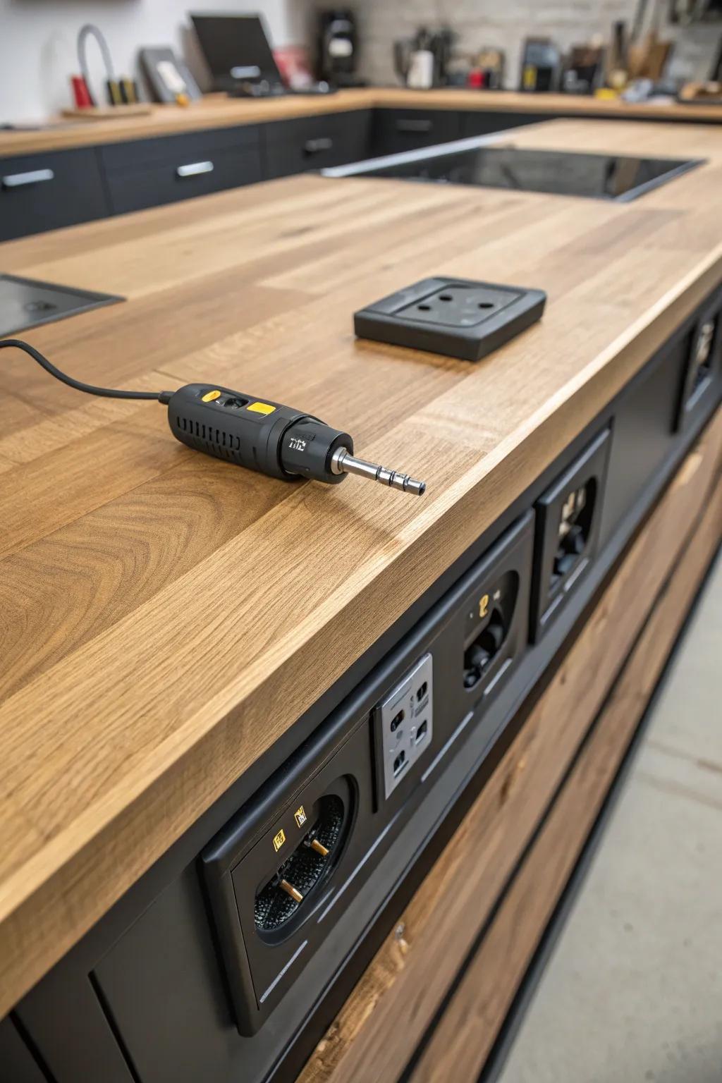 Elevate your workspace with built-in power outlets for seamless efficiency.
