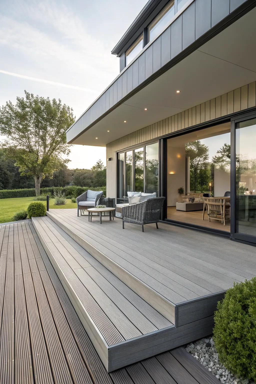 Embrace modern minimalism with this sleek and stylish wrap-around deck design.