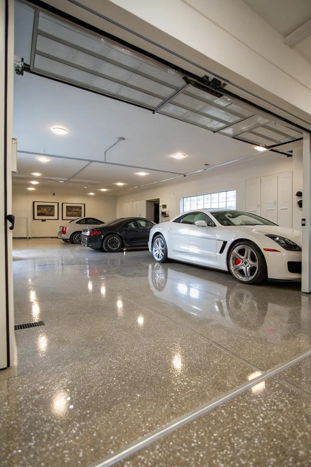 Epoxy flooring elevates the aesthetic and functionality of a garage.