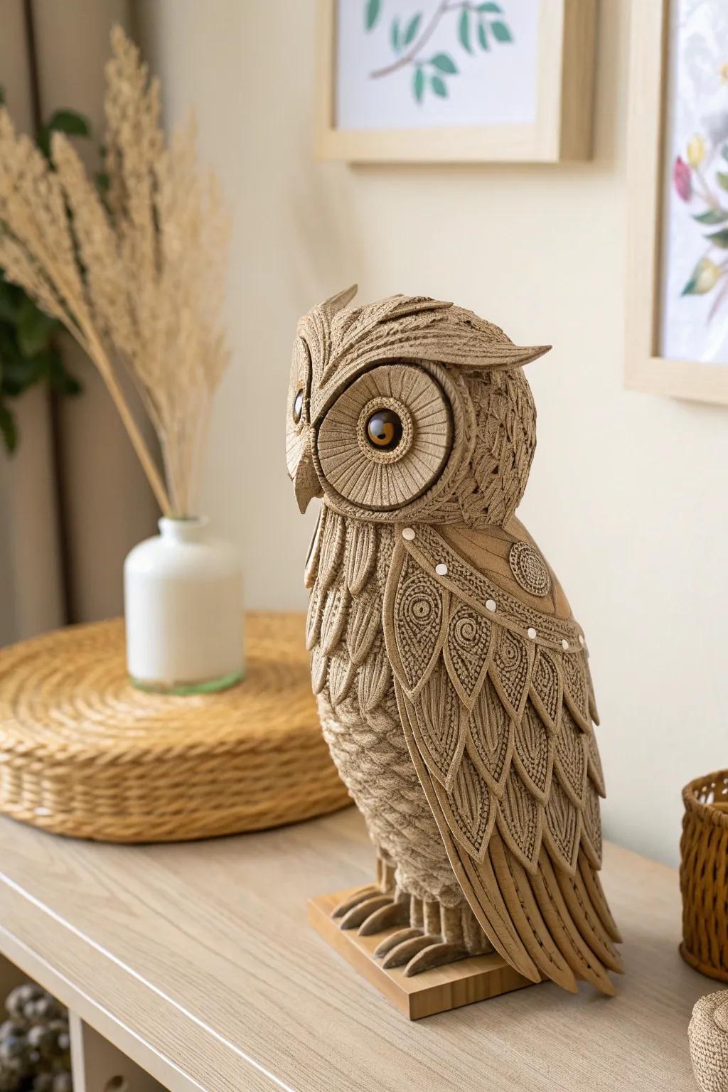 Explore your creativity with this stunning 3D pen owl sculpture, a perfect blend of craftsmanship and minimalist beauty.
