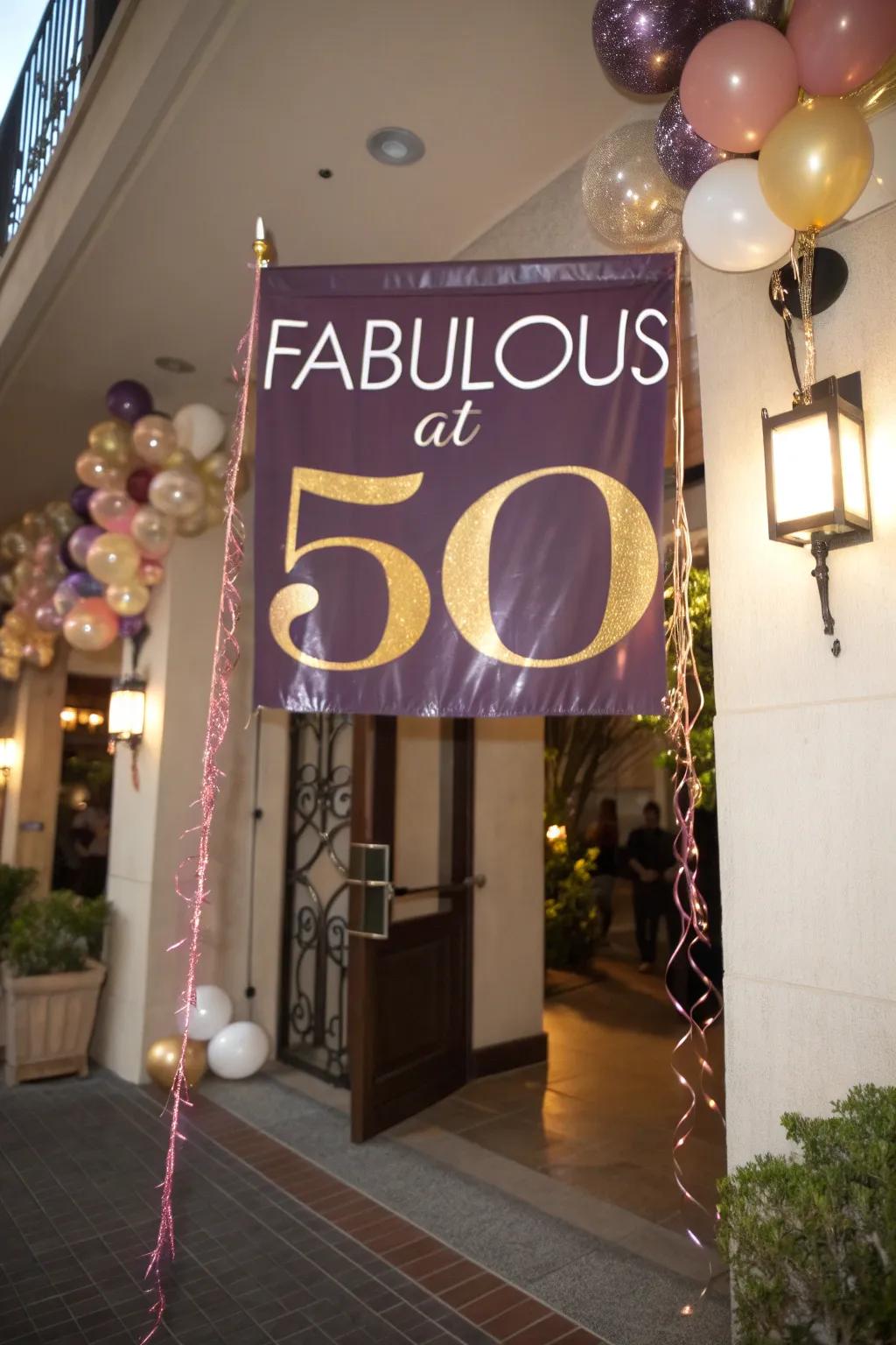Welcome guests with a chic and celebratory banner.