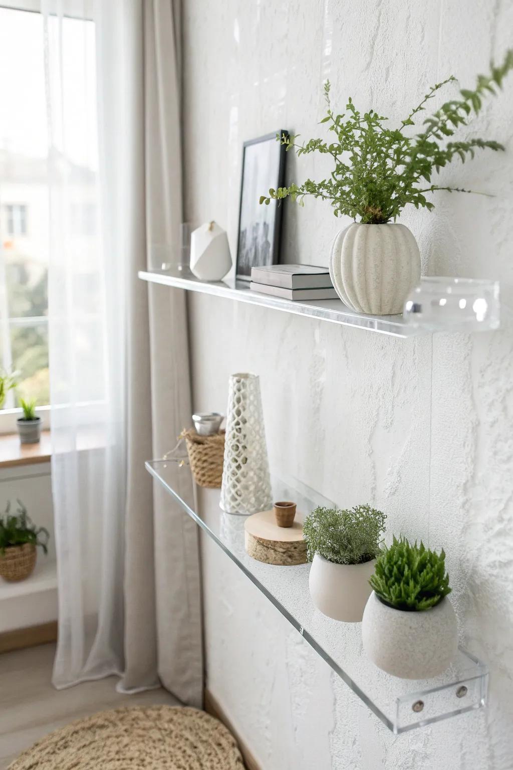 Elevate your space with DIY acrylic shelves—where simplicity meets elegance. Perfect for showcasing your favorite plants and treasures!
