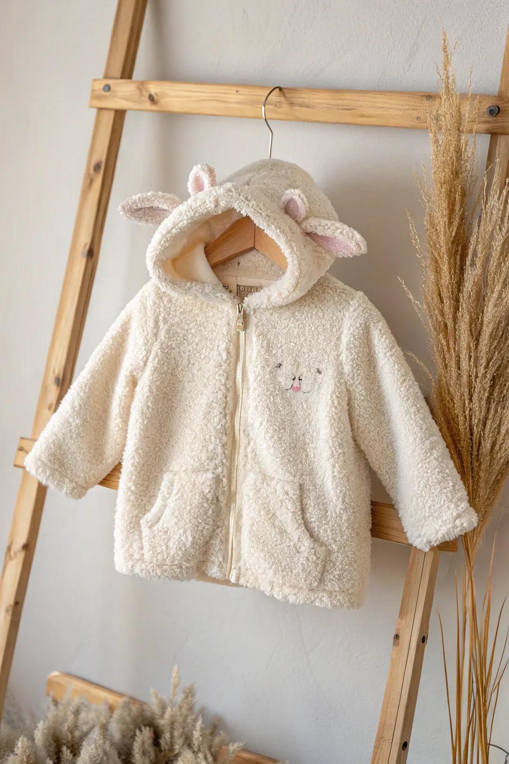 Embrace the charm of simplicity with this adorable lamb costume, perfect for keeping your little one cozy and cute.