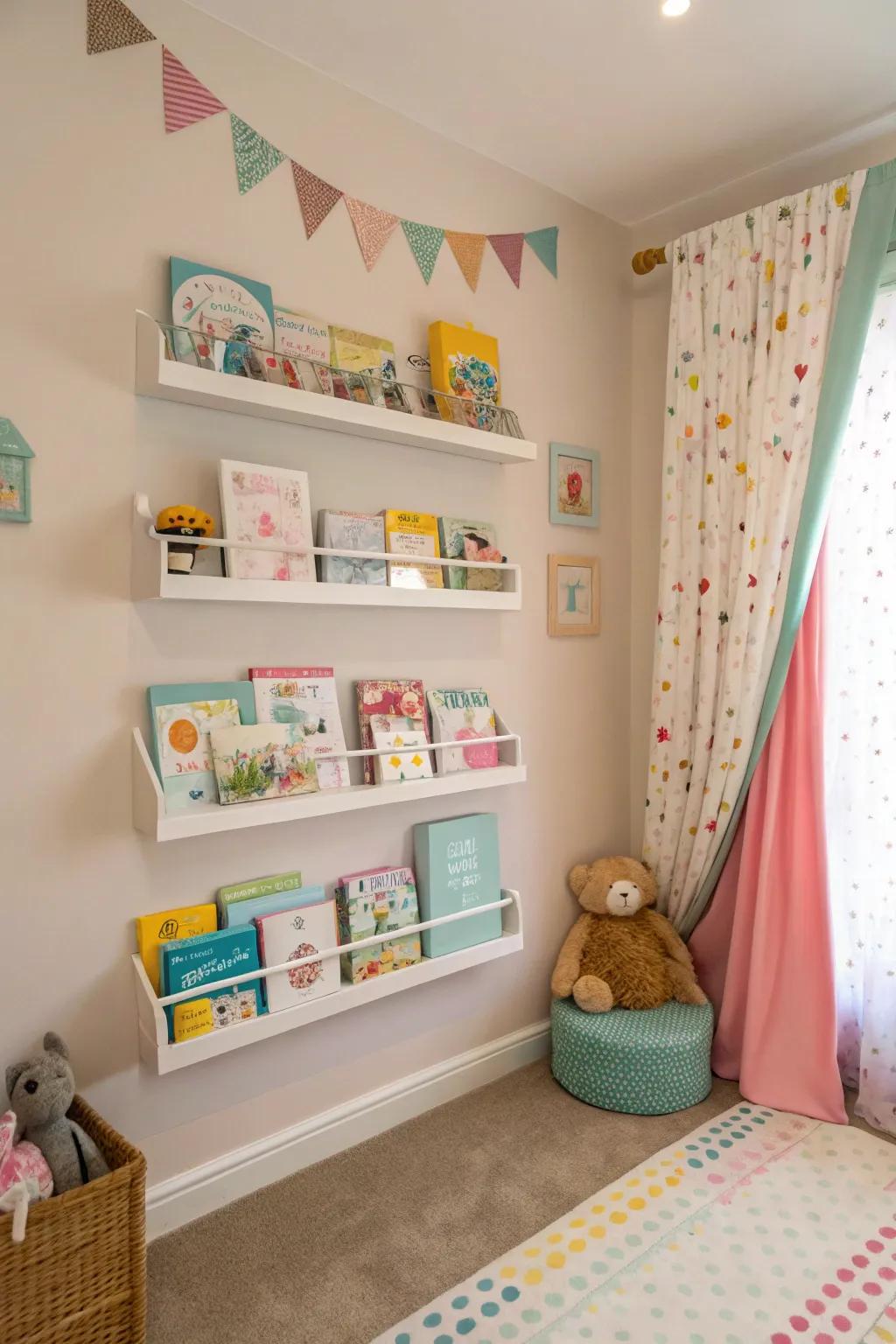 Vertical storage solutions add charm and functionality.