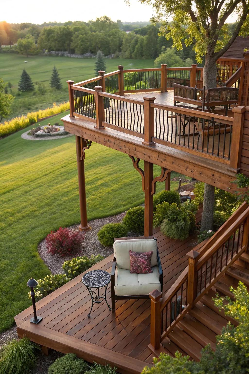 Elevate your backyard fun with a zipline from a handcrafted deck oasis.
