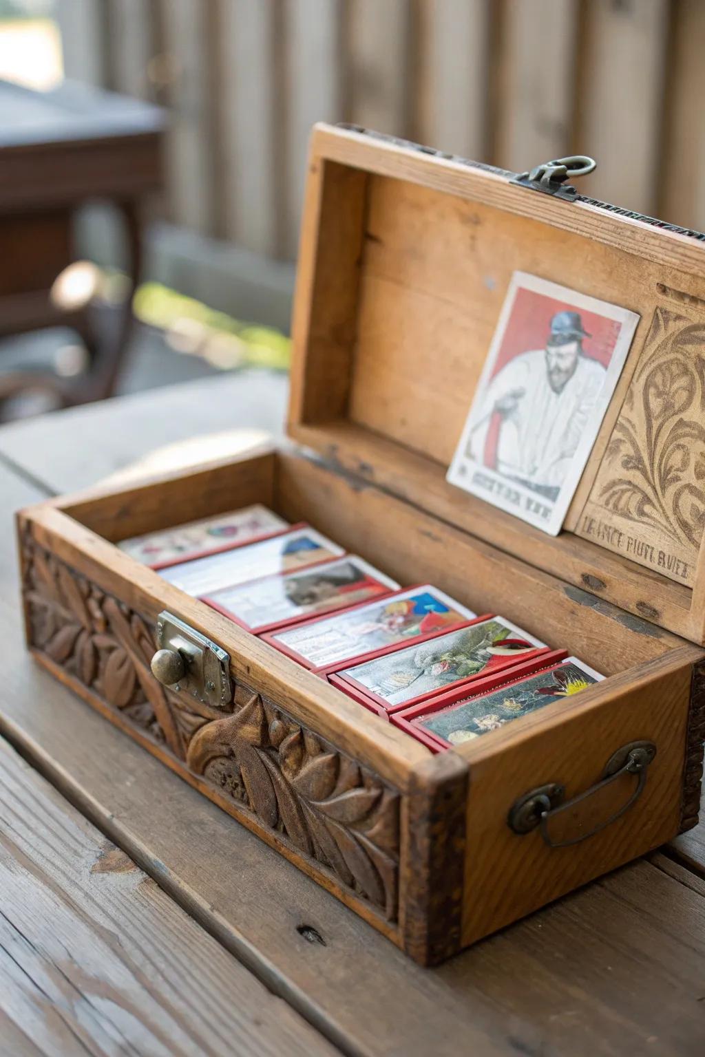 Discover the art of storage with this vintage-inspired baseball card box.
