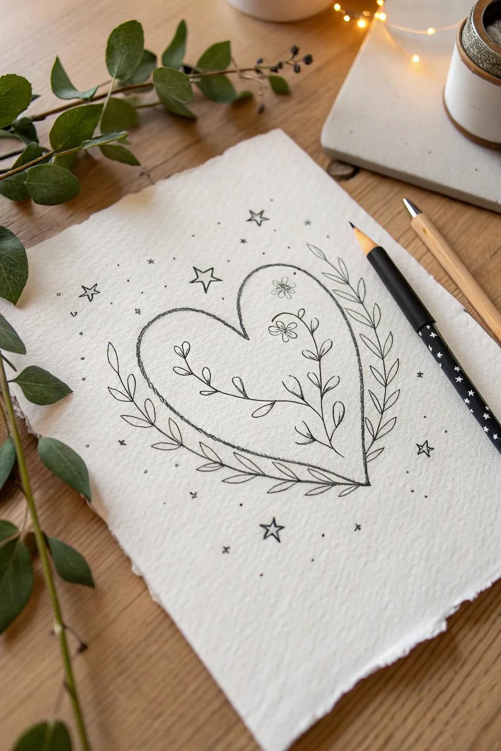 Embrace simplicity and let your creativity blossom with heartfelt symbols. 🌿✨ #MinimalistArt #HeartSketch