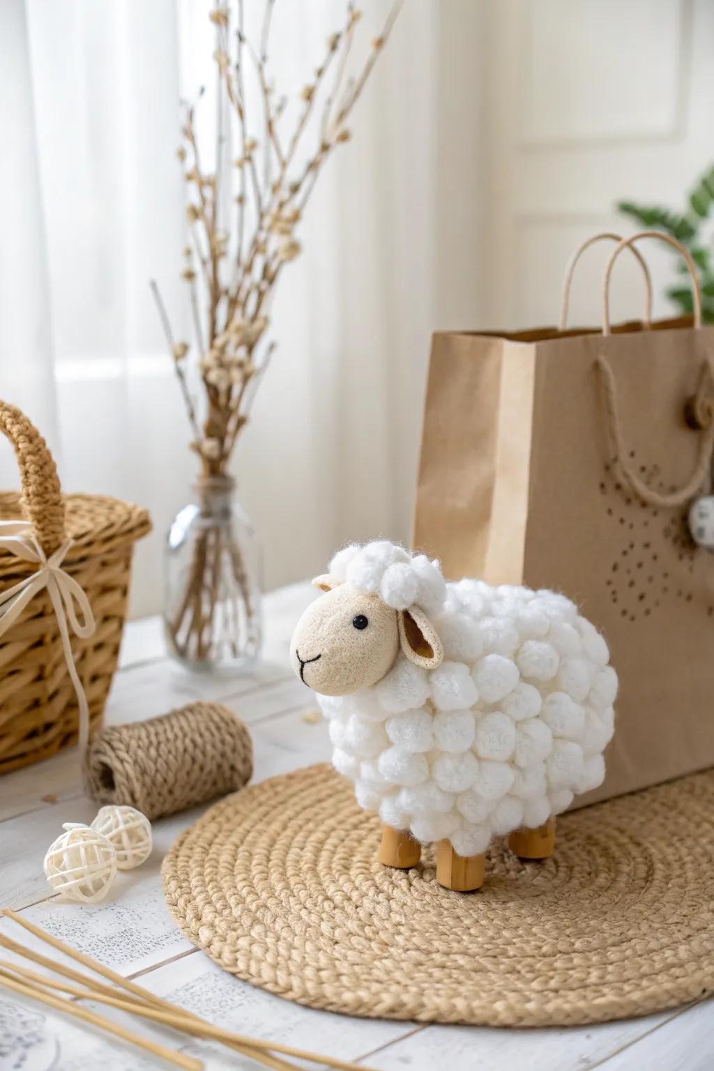Crafting simplicity: Embrace creativity with this charming sheep puppet, perfect for playful storytelling and exploring themes of guidance.
