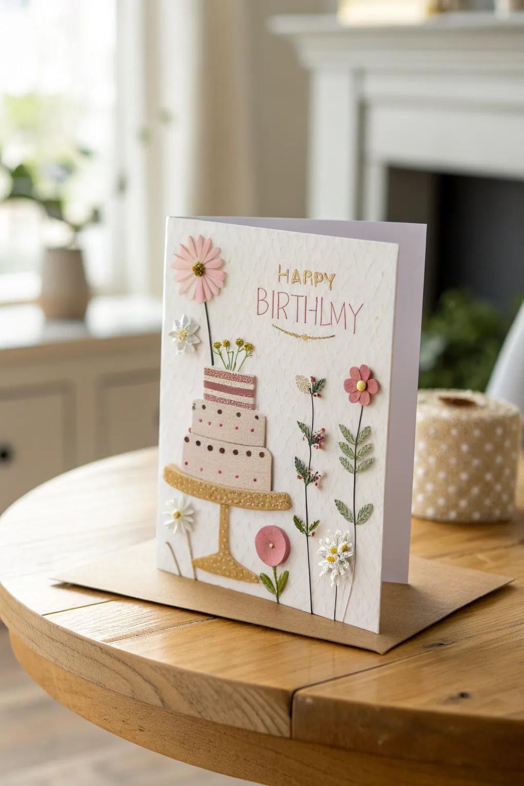 Add dimension to your birthday cards with 3D elements for a tactile and special touch.