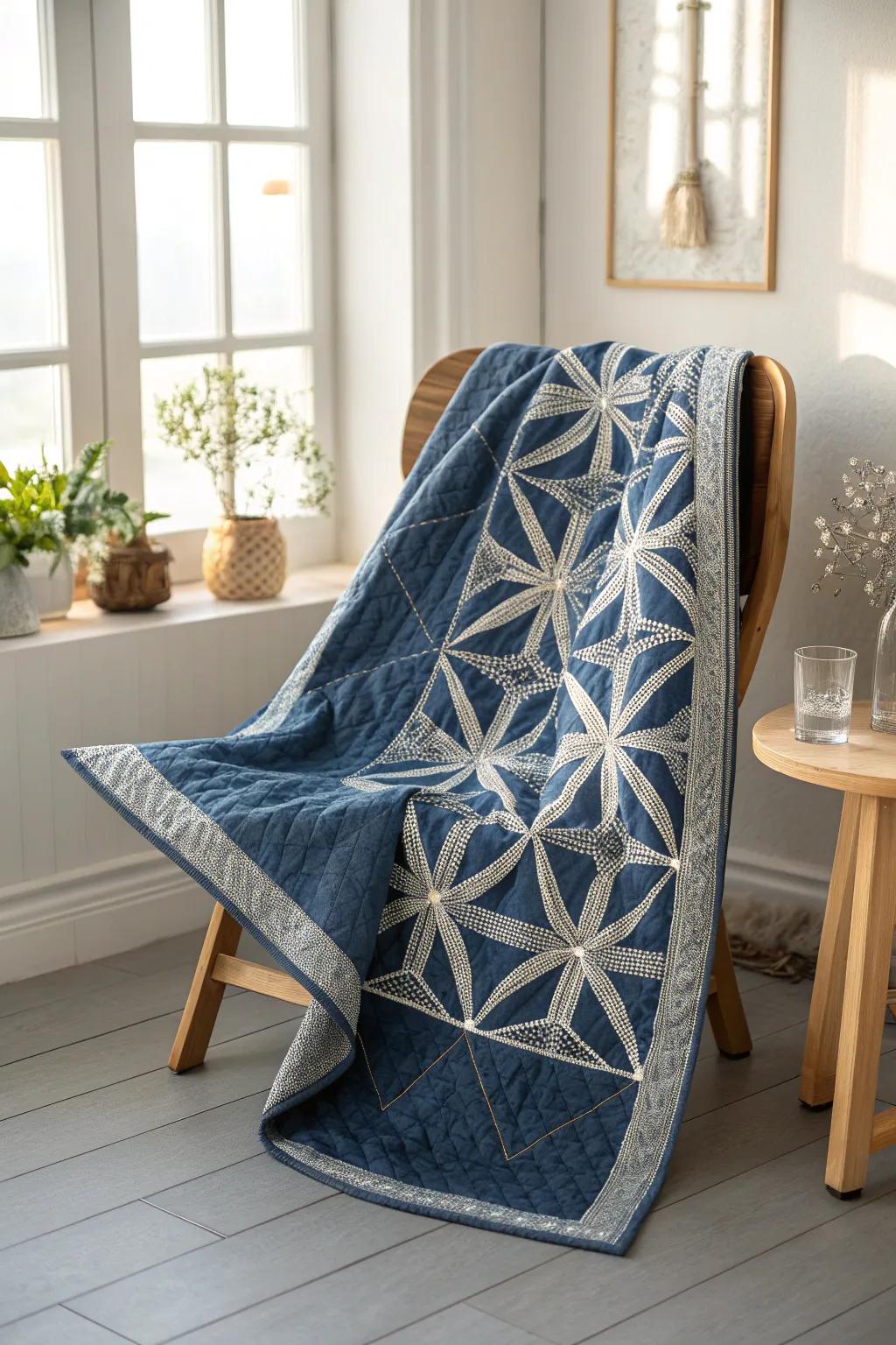 Discover the elegance of blue and silver in minimalist design.