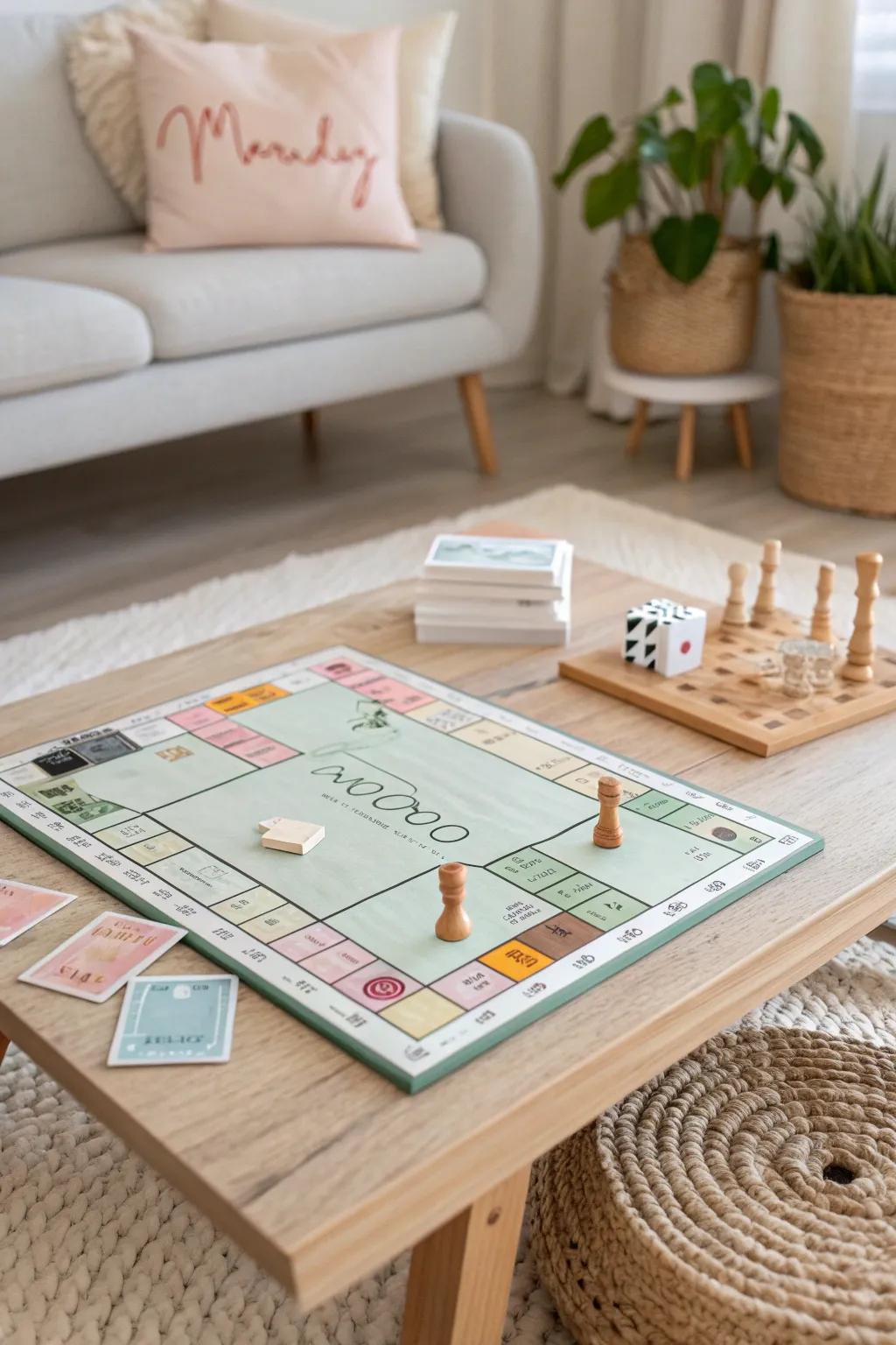 Transform your Monopoly game into a personal journey with custom touches, blending minimalist design with a boho twist.