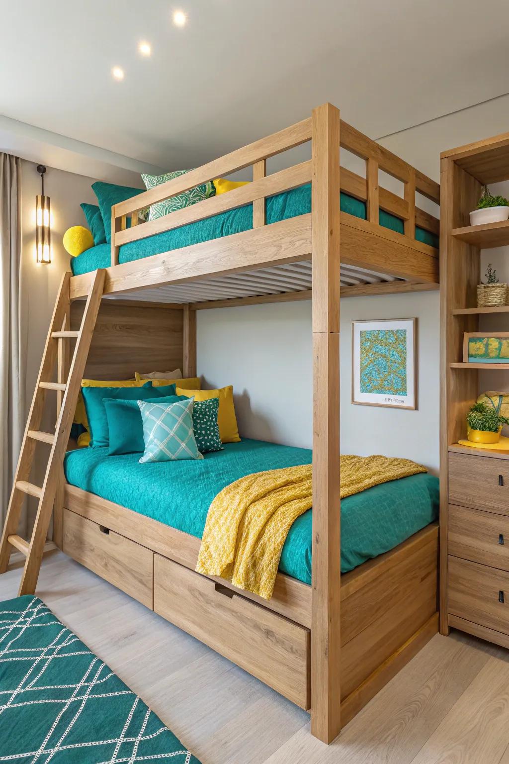 Transform your space with a splash of teal and yellow for a vibrant, crafted touch.