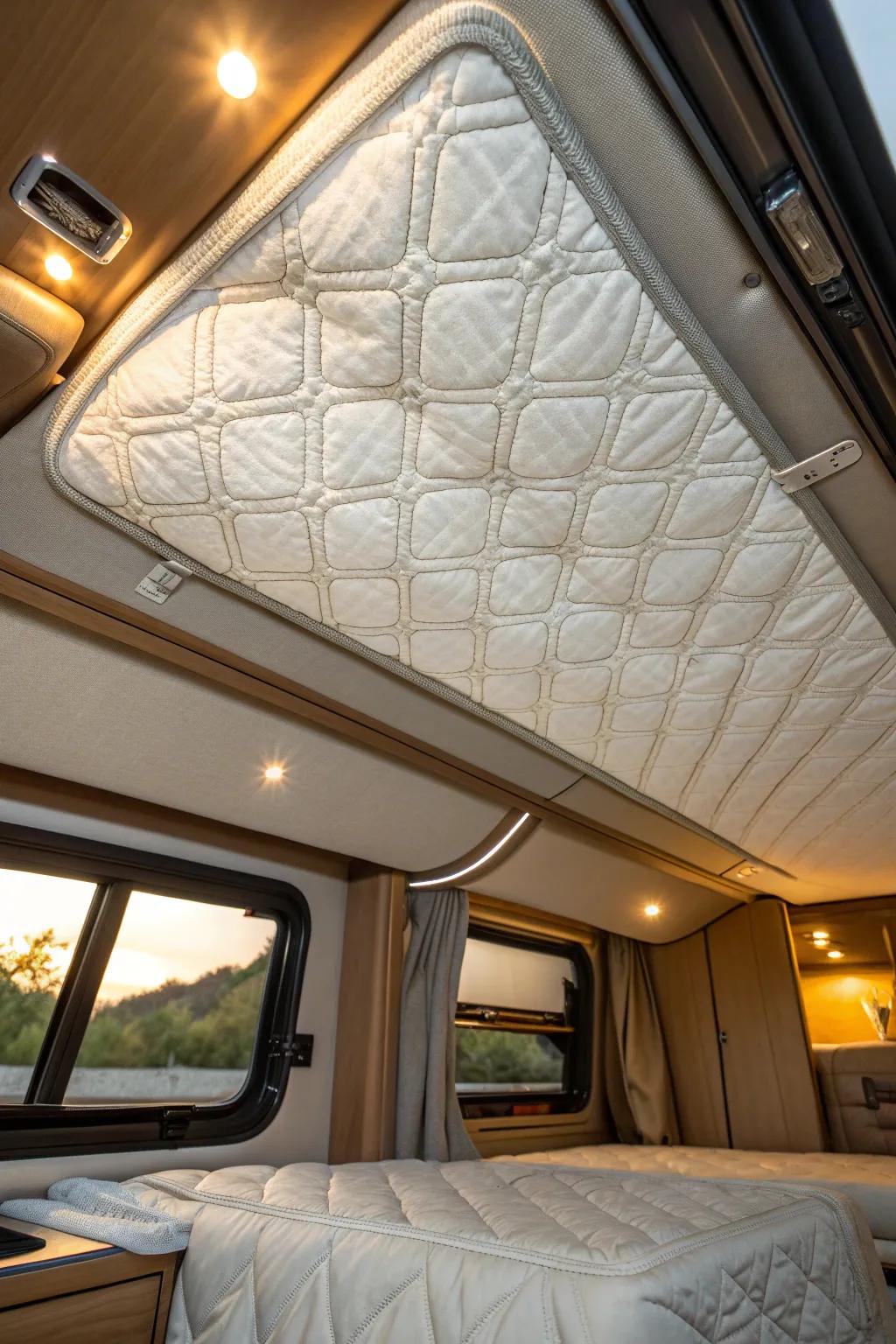 Keep the warmth in style with expertly crafted insulated skylight covers for your camper.