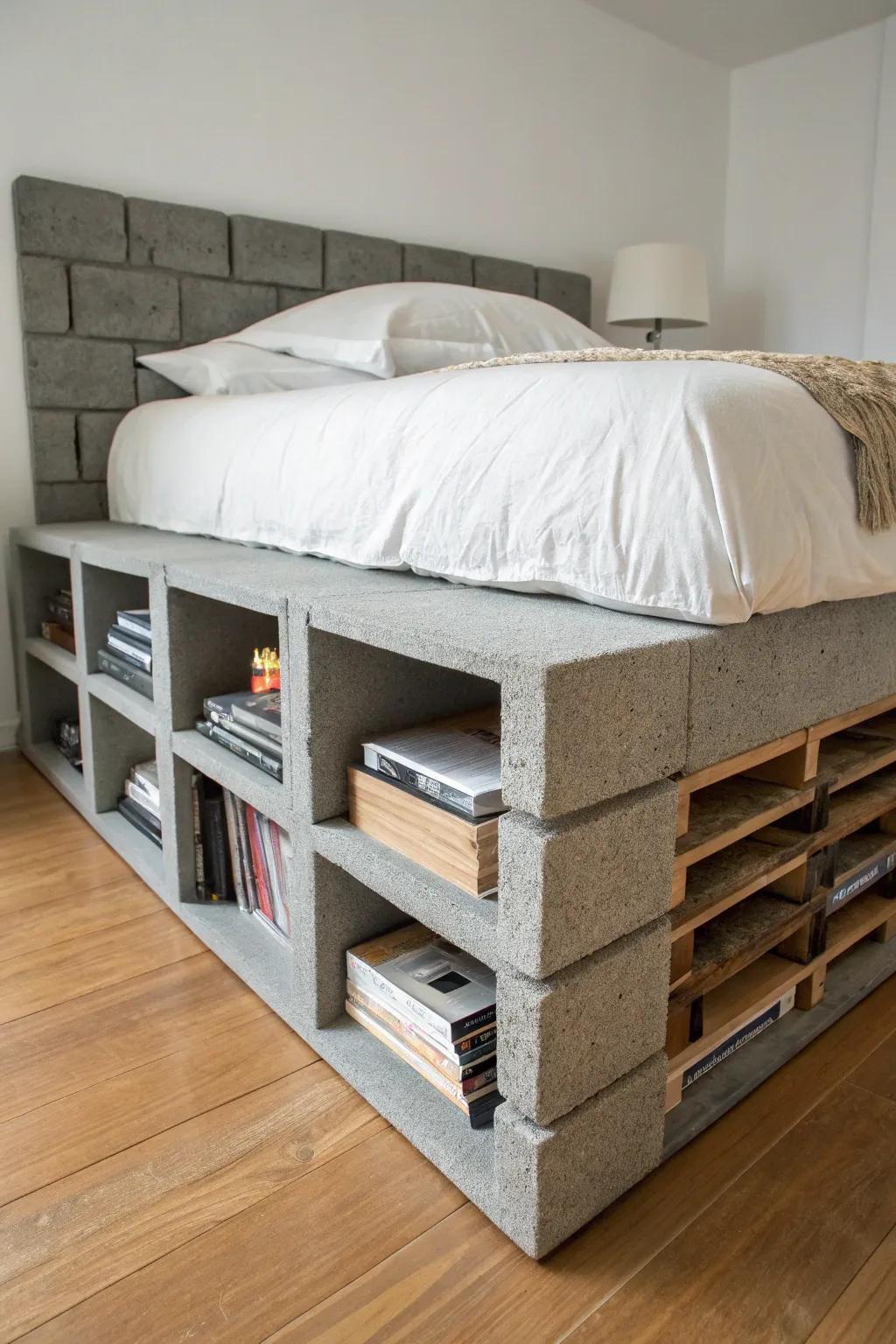 Transform your bedroom with an industrial chic bed frame that blends style and storage seamlessly.