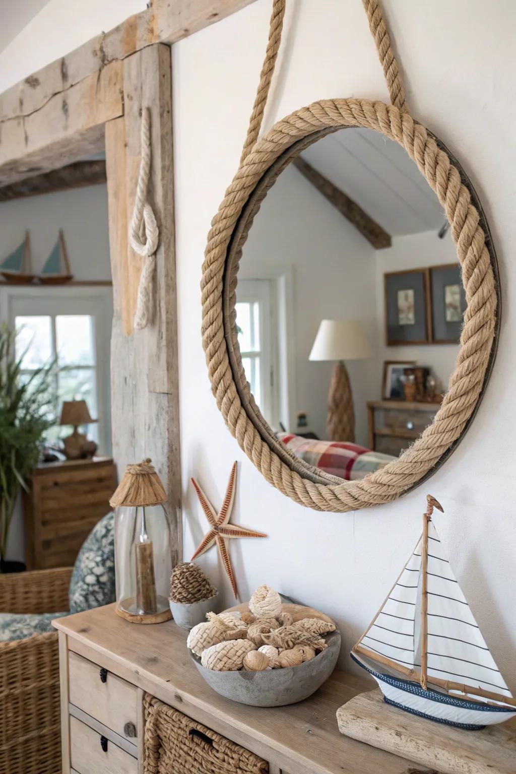 Rope mirrors enhance light and space with a nautical twist.