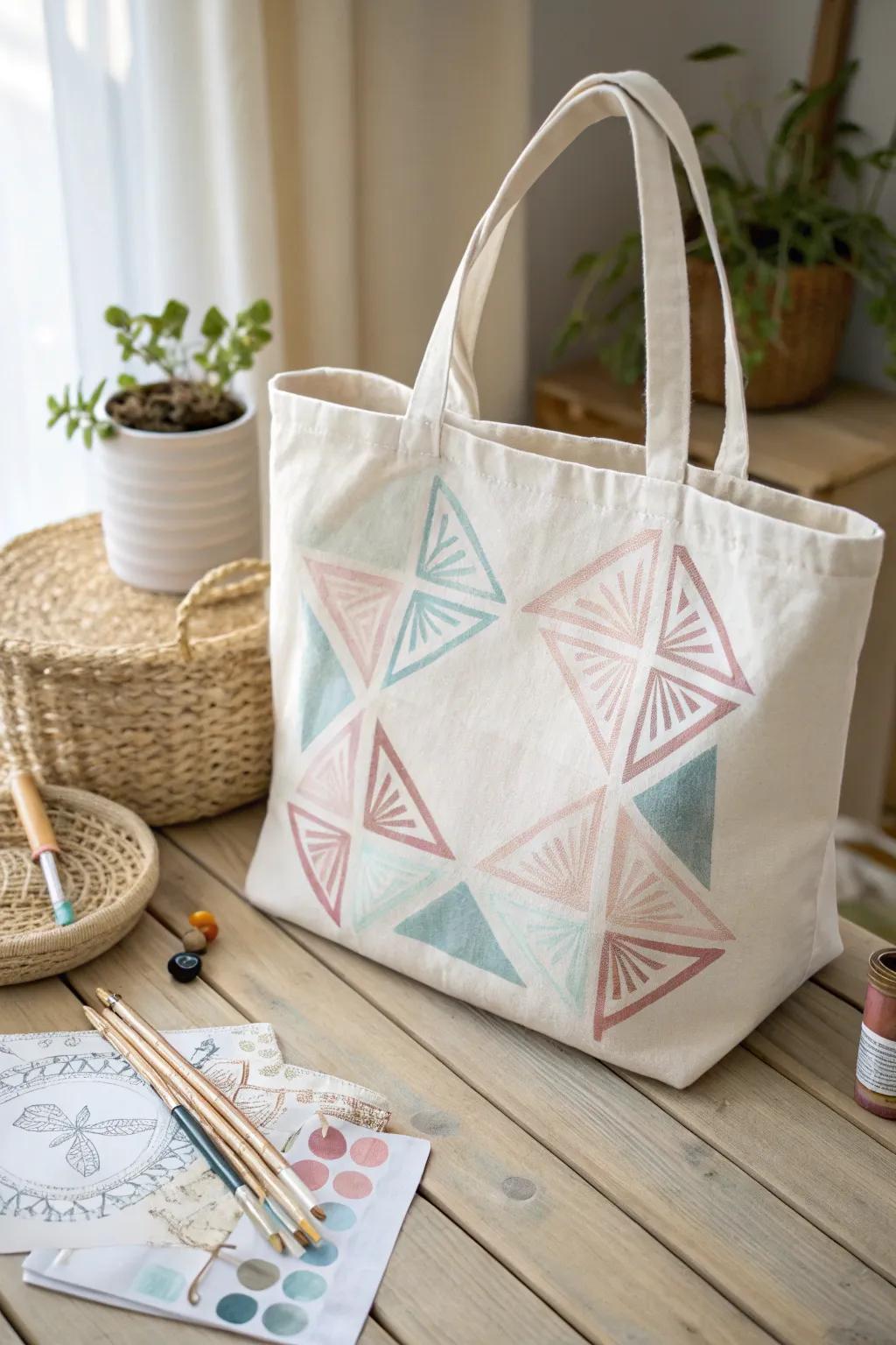 Transform a simple tote bag into a unique masterpiece with your creative touch. #DIYArtistry #MinimalistCraft
