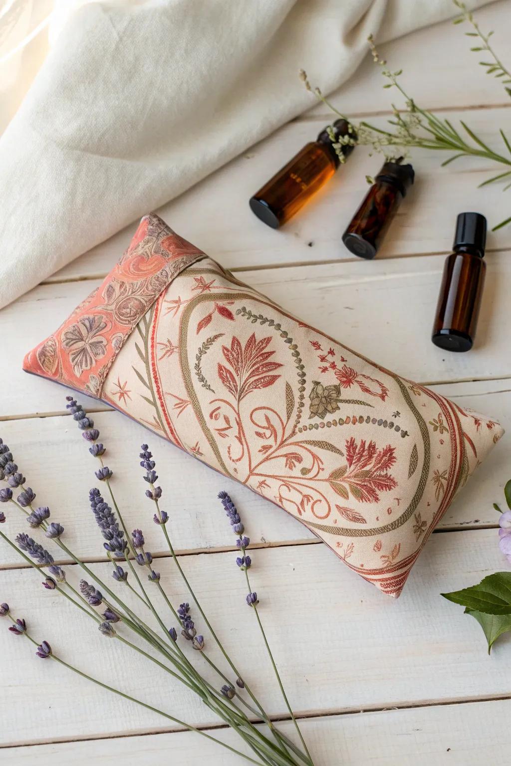 Embrace tranquility with a handmade aromatherapy eye pillow.
