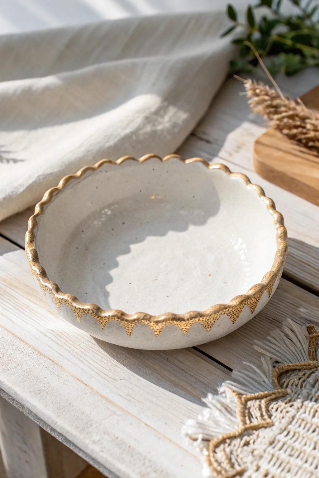 Elegant simplicity meets boho charm in this handcrafted clay trinket dish.