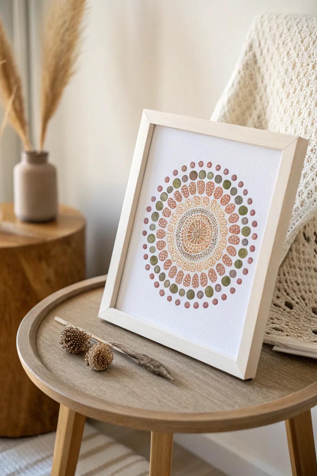 Discover the serene beauty of crayon dot art, where simplicity meets craftsmanship.