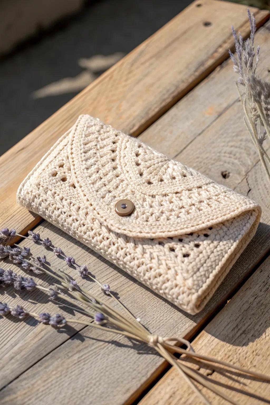 Elegance in Simplicity: A Handcrafted Crochet Wallet Perfect for Dad's Everyday Style.