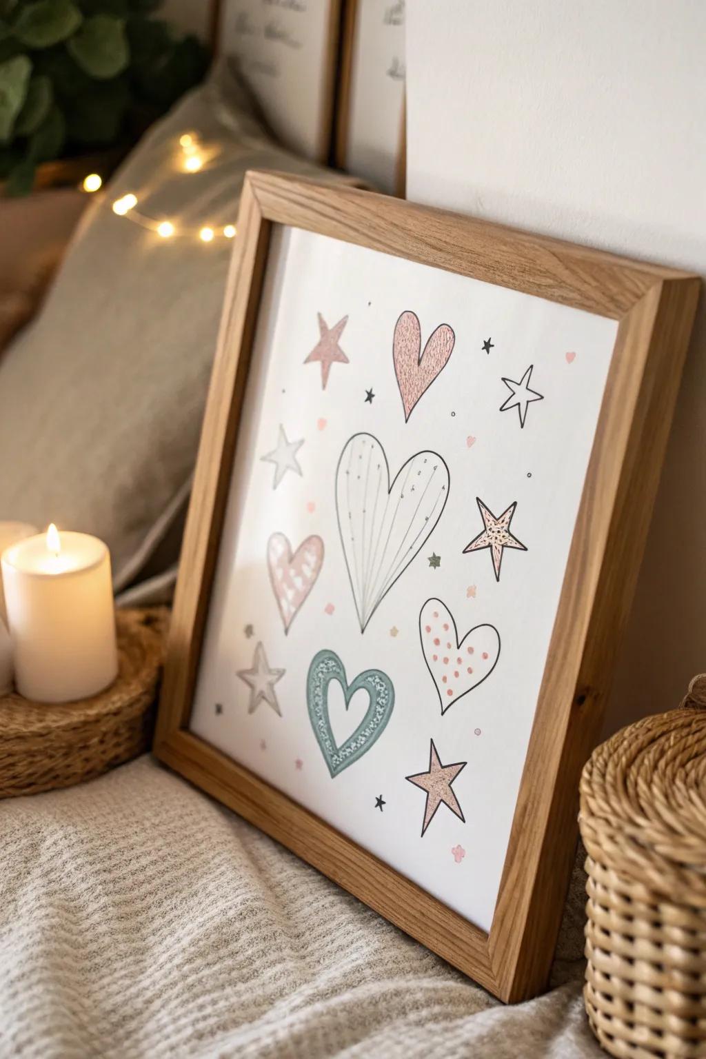 Elevate your space with the simple elegance of heart and star motifs. A minimalist touch for a cozy ambiance.