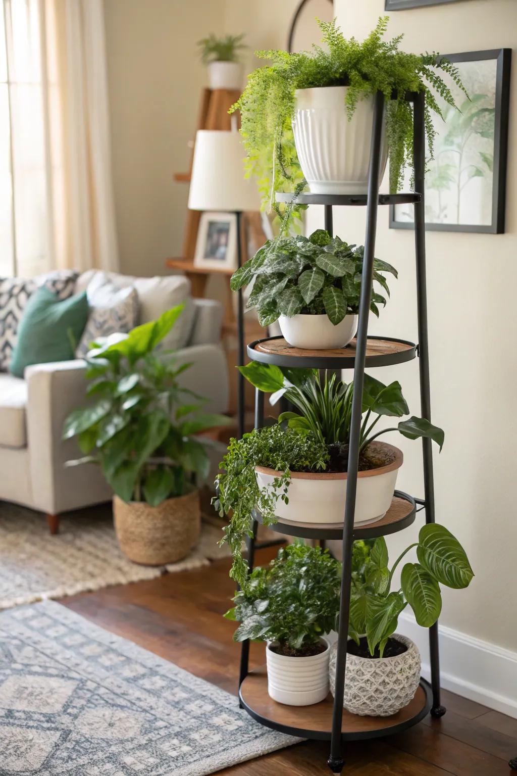 Tiered displays create a lush, layered effect.