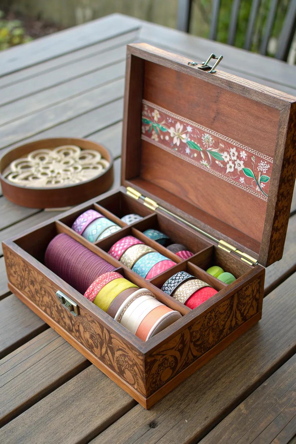 Transform a timeless cigar box into a stylish and practical craft supply organizer, perfect for the modern craftsman.