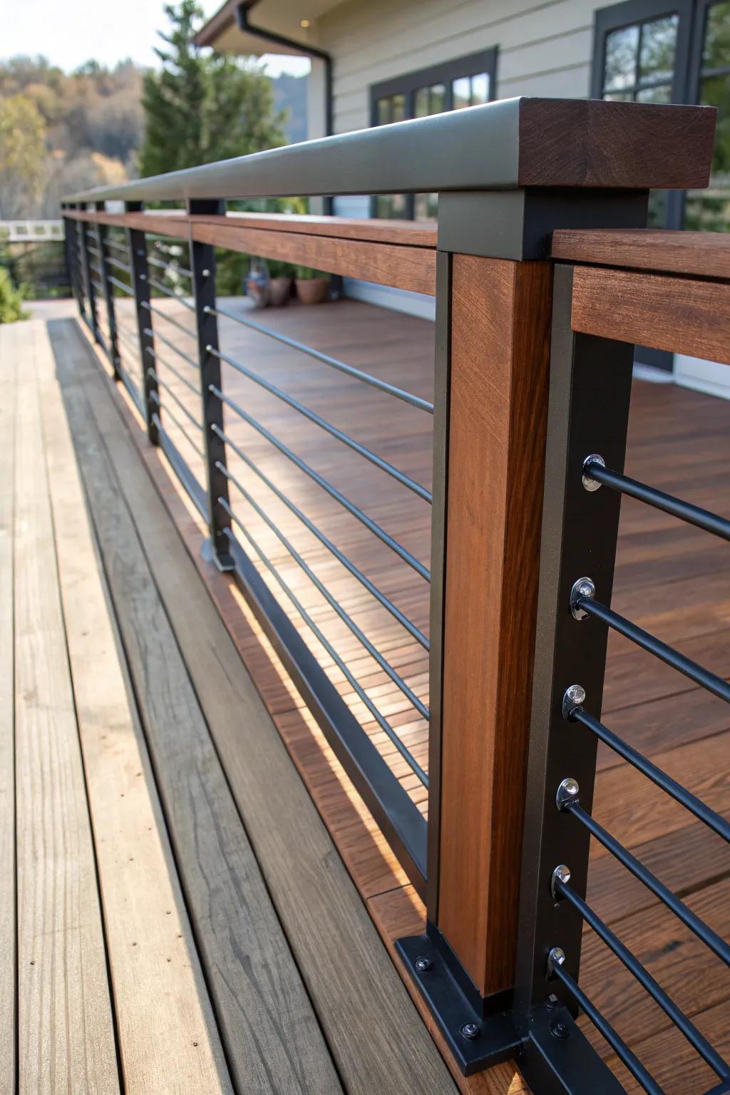 Elevate your deck with the perfect blend of wood and metal craftsmanship.