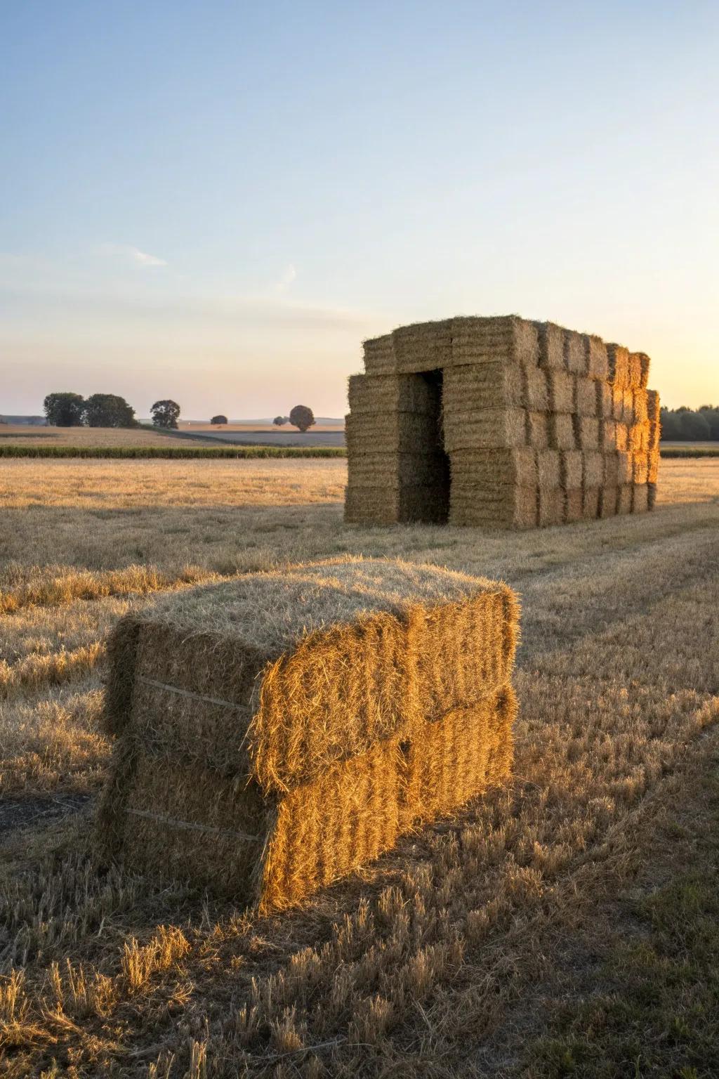 Craft your perfect hideaway with nature's own materials. #DIYDeerBlind #HayBaleHideout