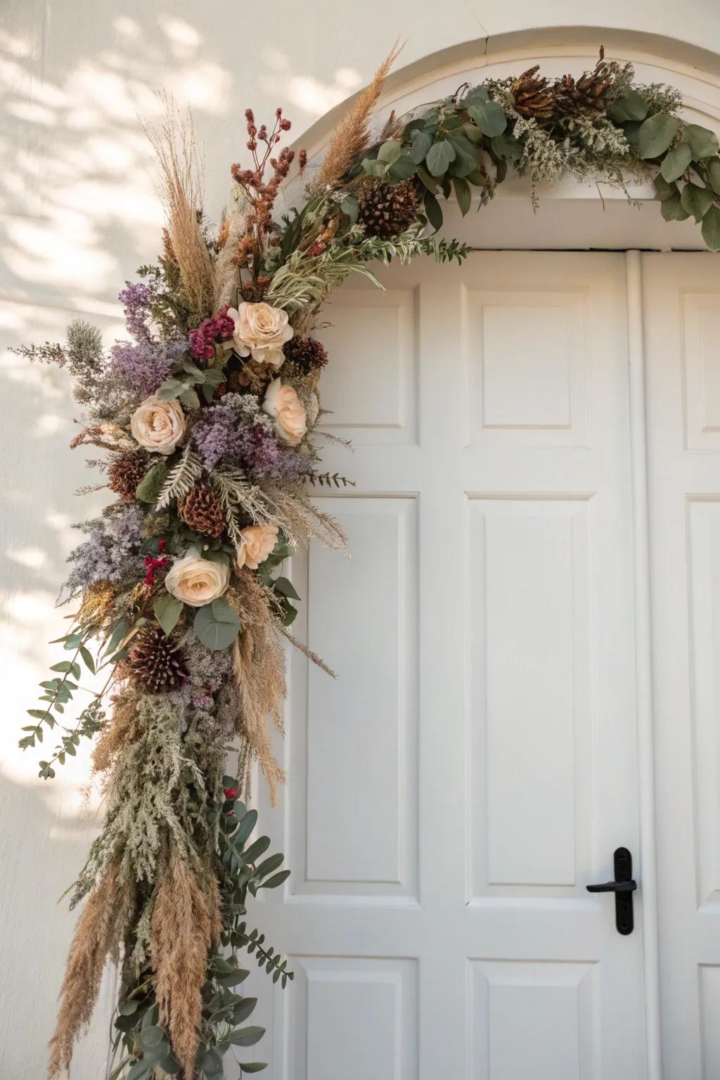 Welcome guests with a touch of nature: A stunning floral garland for your doorway.