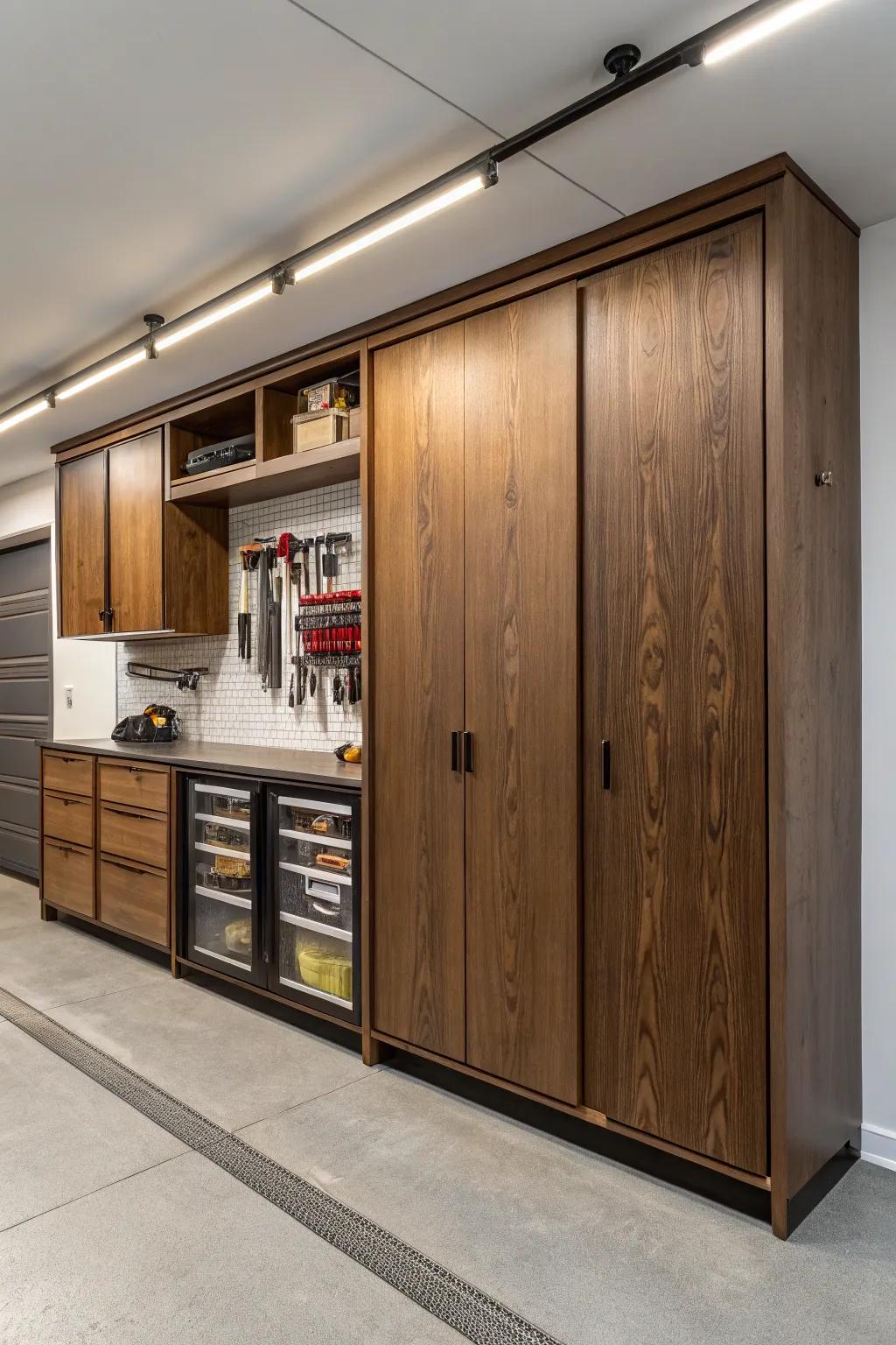 Elevate your garage with handcrafted cabinet systems for a clean, clutter-free space.