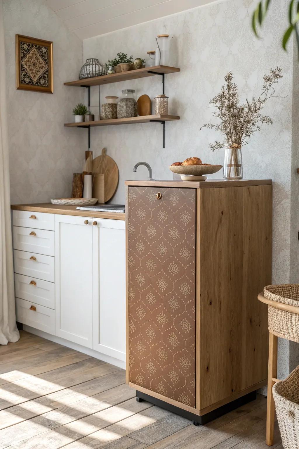 Transform your kitchen with the charm of vinyl wraps—an easy, renter-friendly makeover that speaks volumes in style and simplicity.