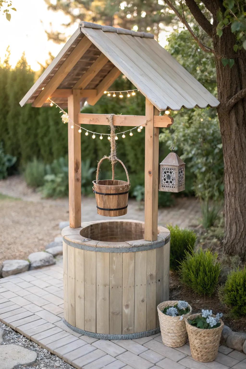 Transform your garden with a charming DIY wishing well, where simplicity meets natural beauty.