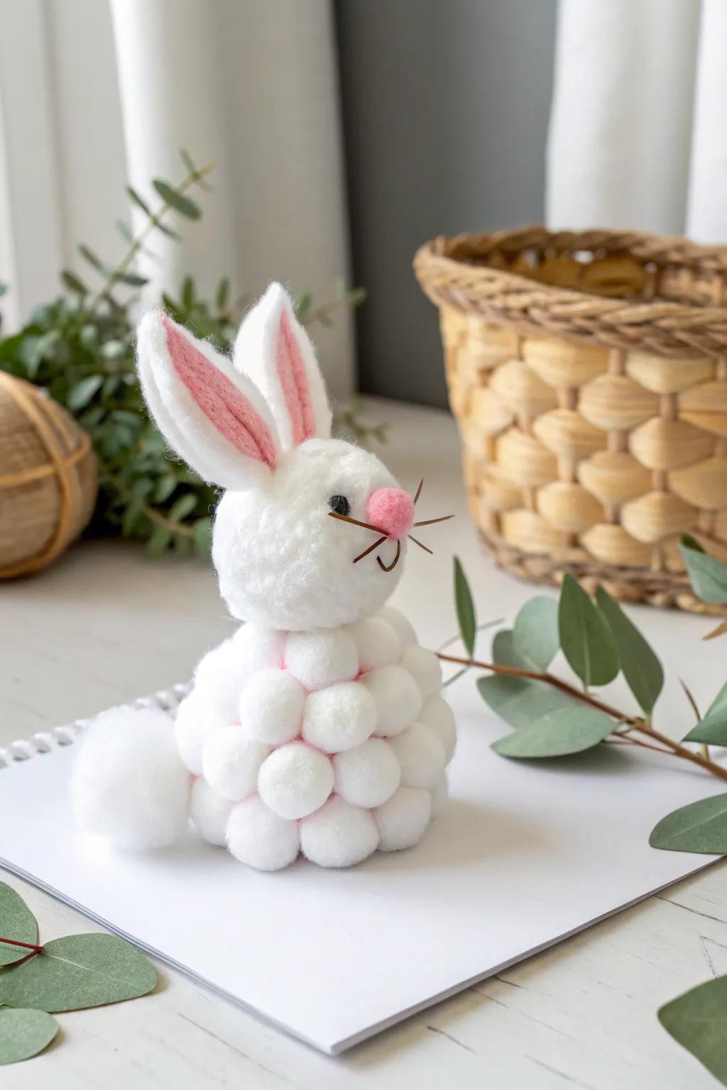 Capture the joy of Easter with these adorable cottonball bunnies - a delightful craft that adds a touch of whimsy to your spring decor.