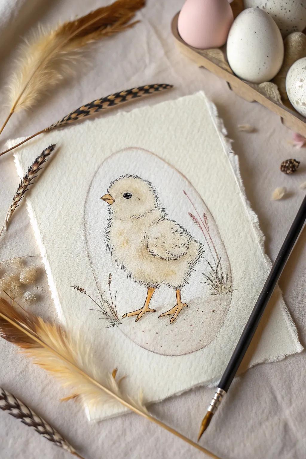 Embrace the charm of simplicity with this delightful chick drawing, perfect for adding a touch of spring to your space.