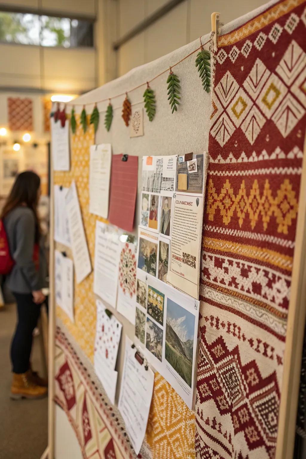 Knit patterns add a cozy touch to your holiday bulletin board.