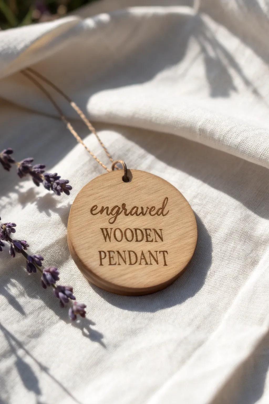 Carry a piece of love with you, elegantly engraved in timeless wood.