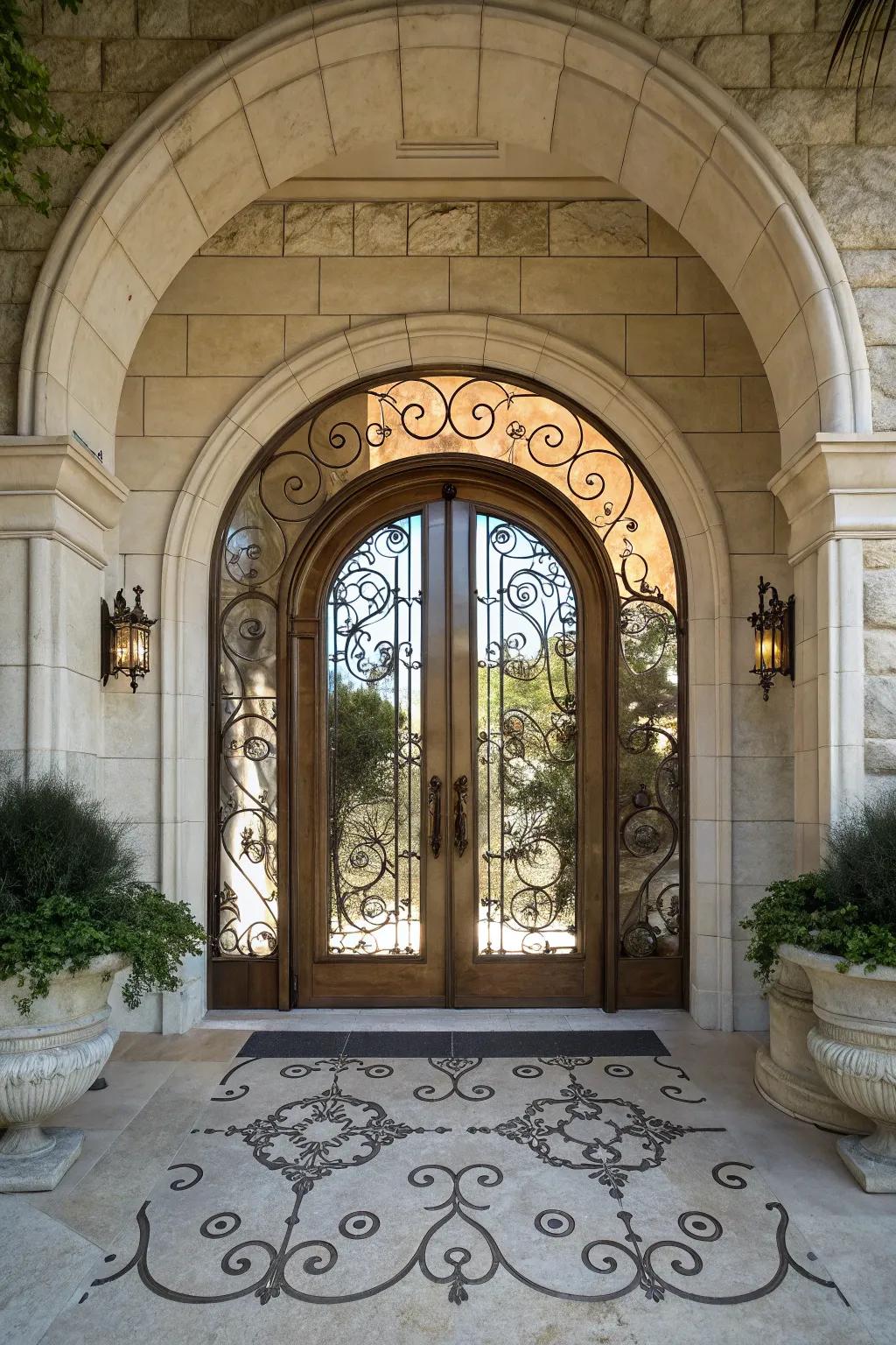 An arched doorway adds a touch of elegance and tradition.