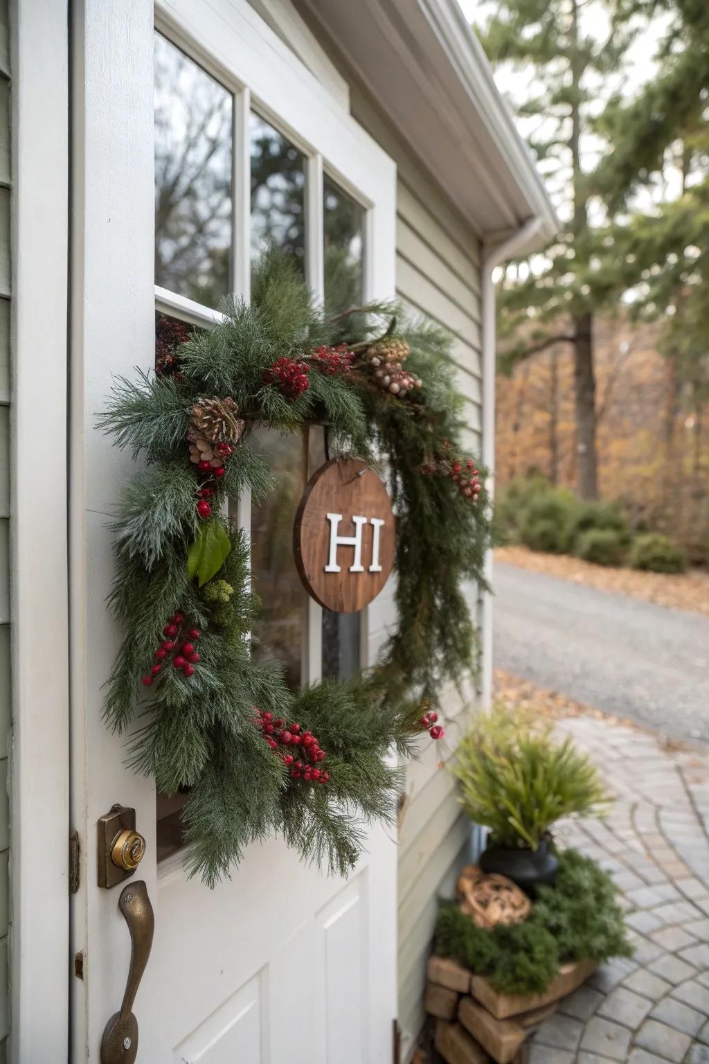Typography adds a personal touch to a farmhouse wreath.