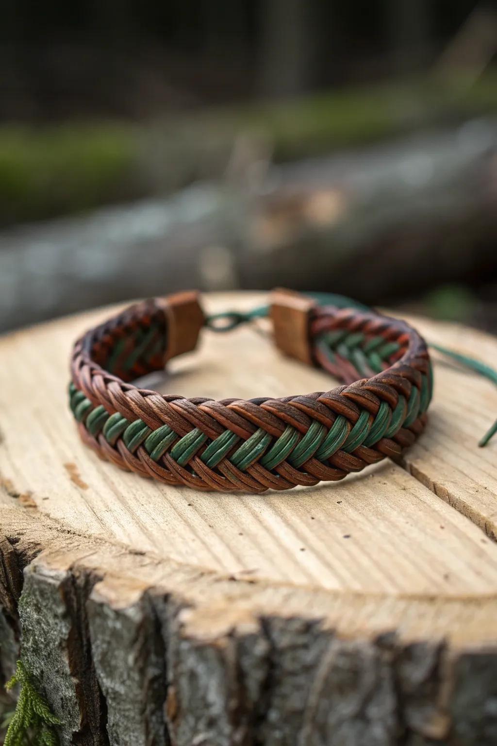 Embrace the tranquility of the forest with this stunning fishtail bracelet in earthy tones, a perfect blend of simplicity and natural beauty.