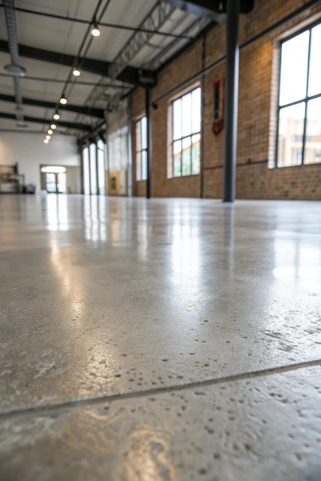 Elevate your space with the sleek, minimalist allure of polished concrete flooring.